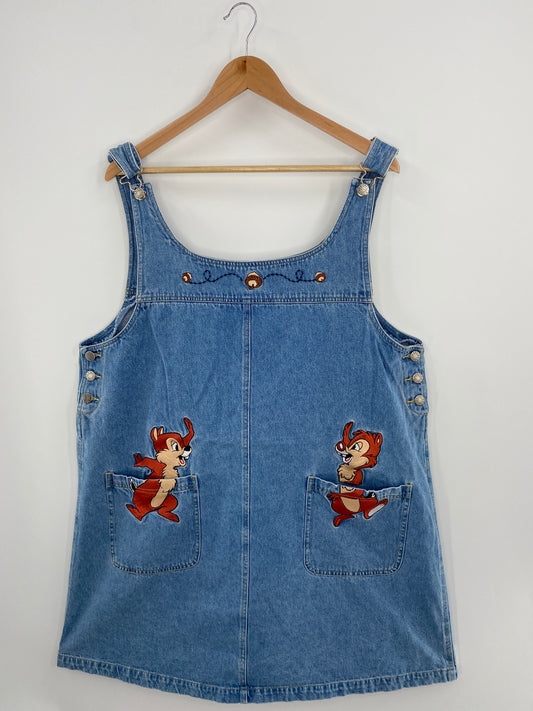 90's DISNEY CHIP 'N' DALE Size XXL Vintage Denim Overall Shorts/ A3911