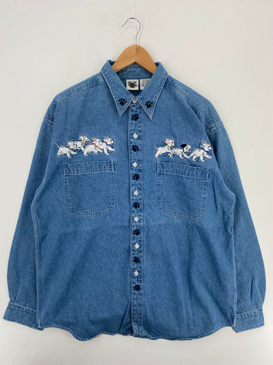 00' 101 DALMATIANS Size L Vintage Button-Down Shirt / A4749