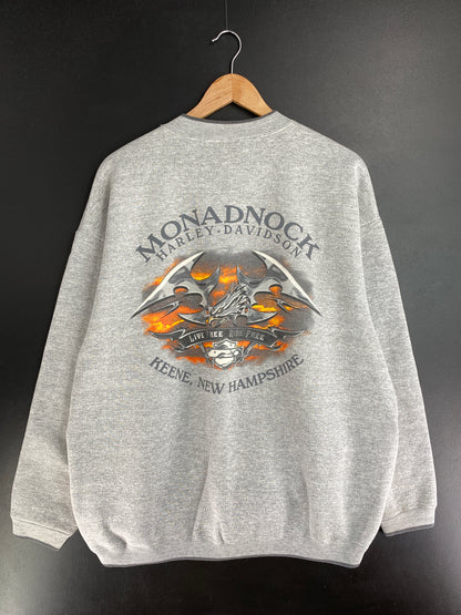 90’s HARLEY DAVIDSON Made in USA Size XXL Vintage Zip Up Sweat-Shirt / E734