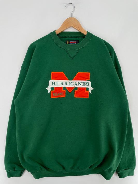 90's MIAMI HURRICANES Made in USA Size XL Vintage College Sweat-Shirt / E3397S