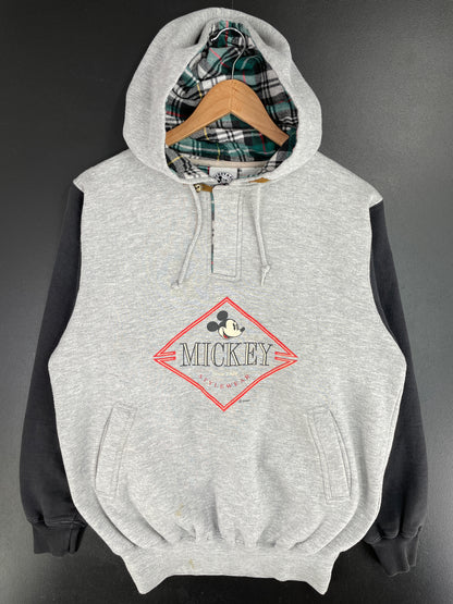 90's DISNEY MICKEY Size M Vintage Hoodie Half Zip-up Sweat-shirt / A9709