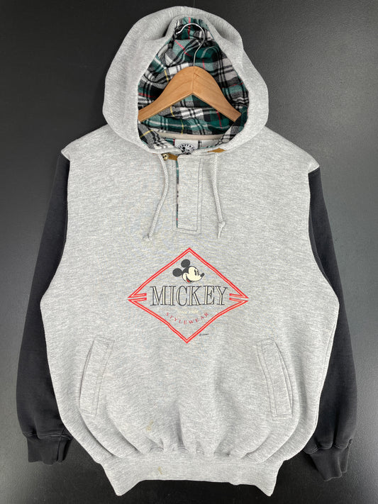90's DISNEY MICKEY Size M Vintage Hoodie Half Zip-up Sweat-shirt / A9709