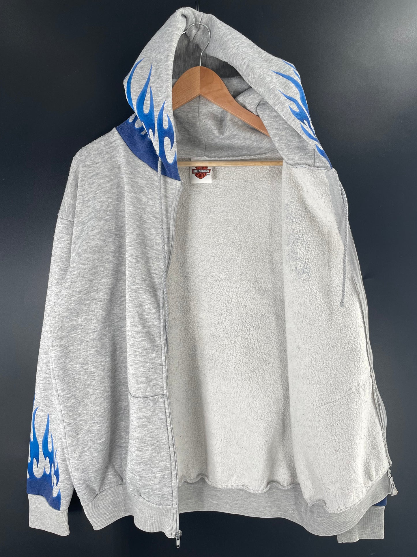 2002 HARLEY DAVIDSON Size No Tag (Approx.L) Vintage Zip Up Hoodie Sweat-shirt / A87