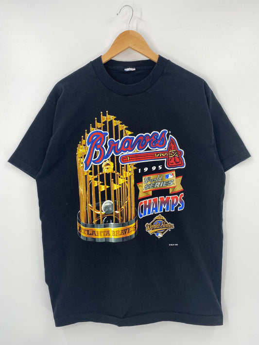 1995' ATLANTA BRAVES WORLD SERIES Size No Tag (approx.L) Vintage MLB T-shirt / K4915