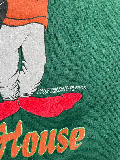 1995 LOONEY TUNES MIAMI HURICANES MAde in USA Size XL Vintage College Sweat-shirt / K8844