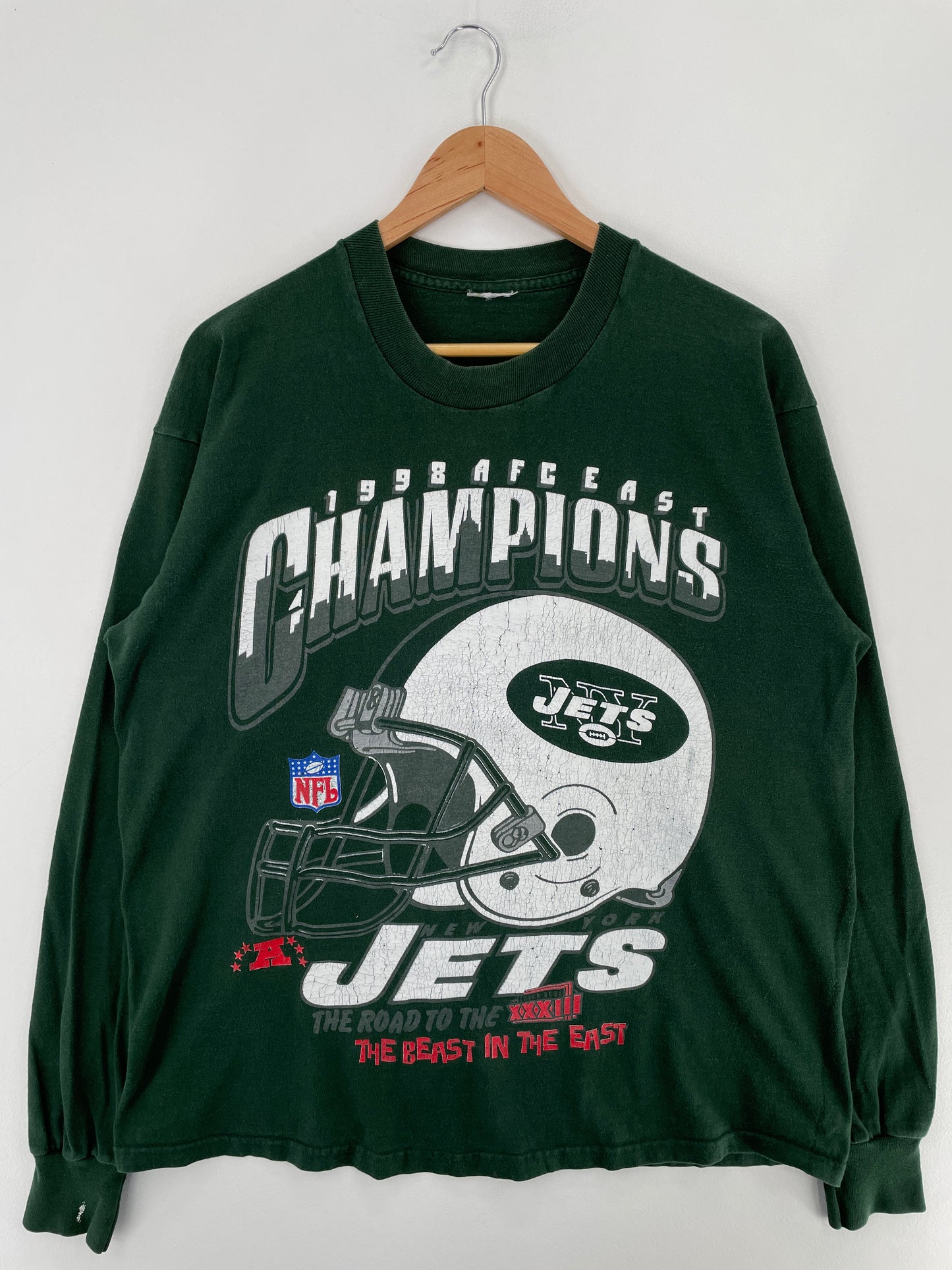 1998 NEW YORK JETS Size Approx.XL Vintage NFL Long sleeve T-Shirt / E4708T