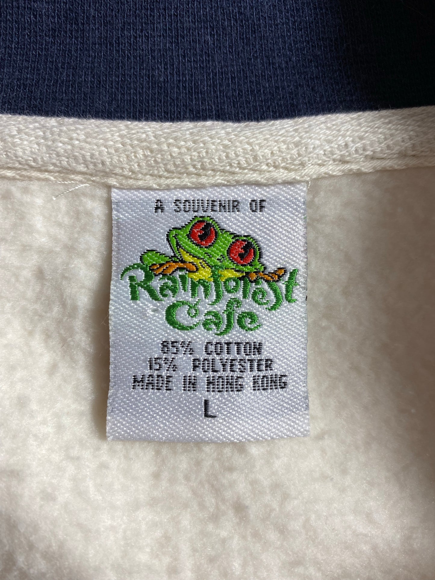 Vintage RAINFOREST CAFE Size L Half Zip Sweat-shirt / K6897