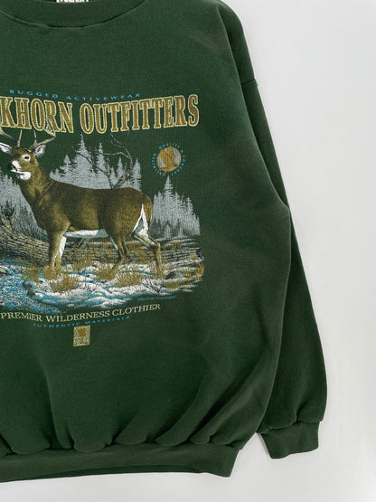 90's BUCKHORN OUTFITTERS DEER Made in USA Size XL Vintage Animal Sweat-Shirt / E1209