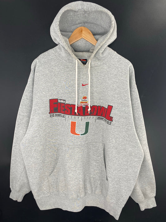 2003 NIKE MIAMI HURRICANES Size XL Vintage College Hoodie Sweat-shirt / K9387