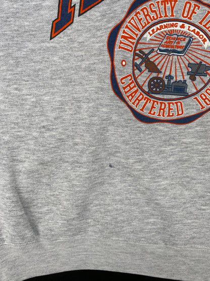 90's ILLINOIS Size L Vintage College Sweat-shirt / A4326