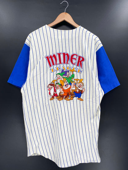 00' DISNEY SNOW WHITE SEVEN DWARFS Size XXL Vintage Baseball Button Up Shirts / K4427