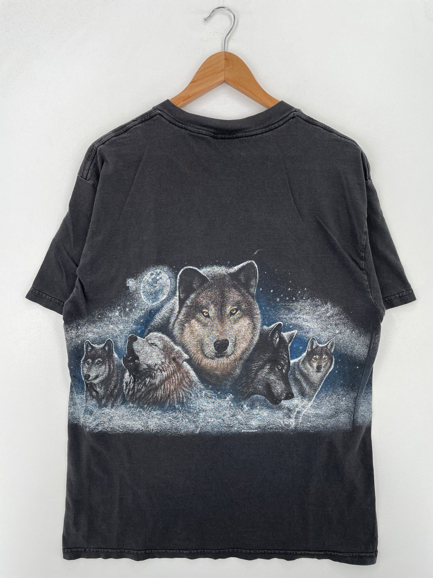 90s' UTAH WOLF Size L Vintage T-Shirt / A7711