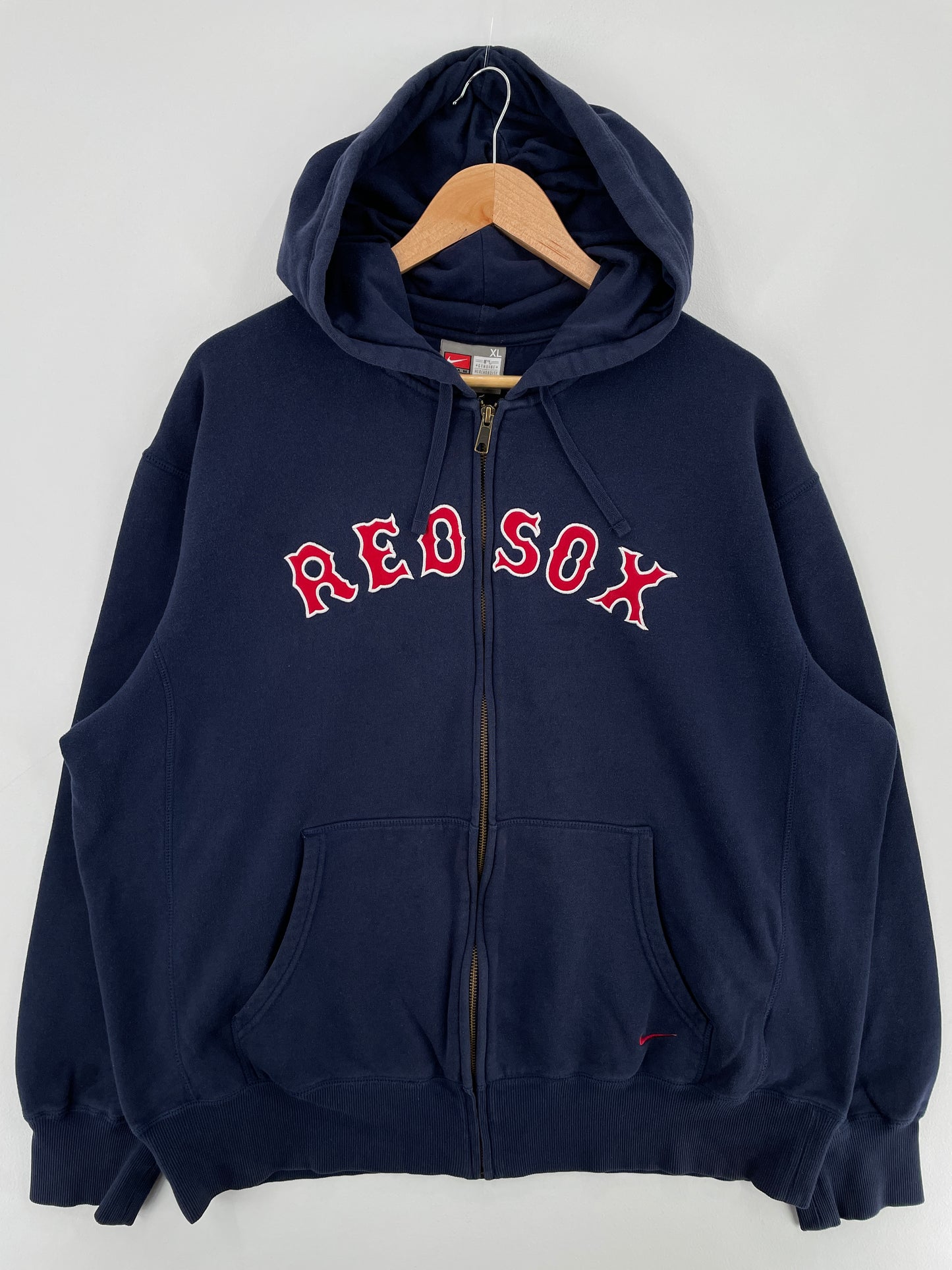 00' NIKE x BOSTON RED SOX Size XL Vintage MLB Hoodie Zip-up Sweat-shirt / E3532S