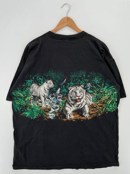 90's WHITE TIGER Made in USA Size XXL Vintage T-Shirt / A7706