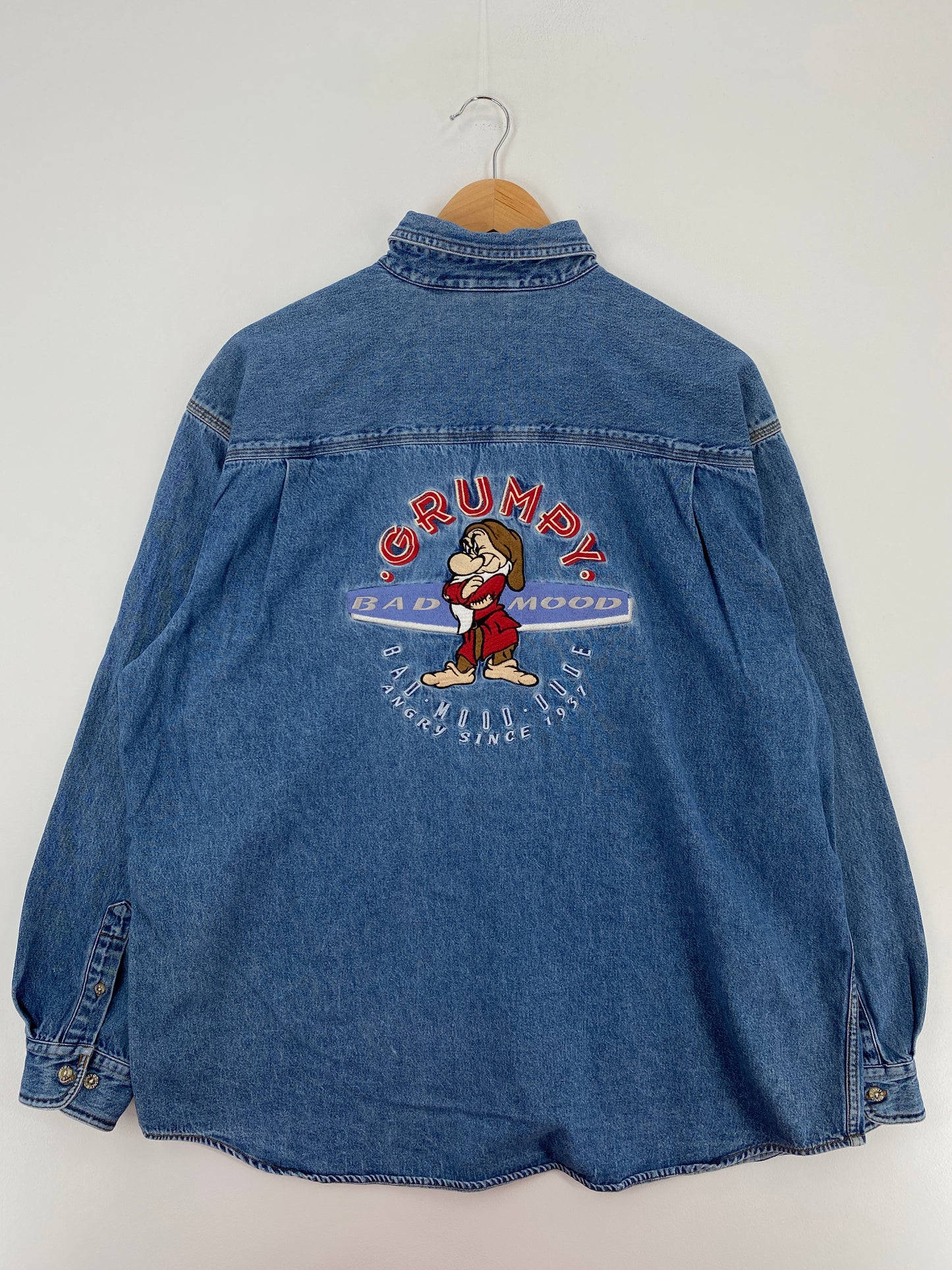 00' DISNEY GRUMPY Size L Vintage Button Down Shirt / A3950