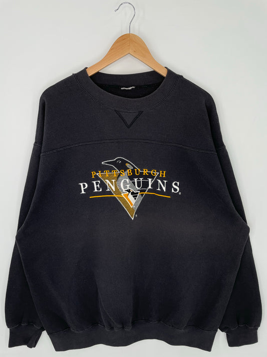90’s PITTSBURGH PENGUINS Size No Tag (Approx.XL) NHL Sweat-Shirts/ K9099