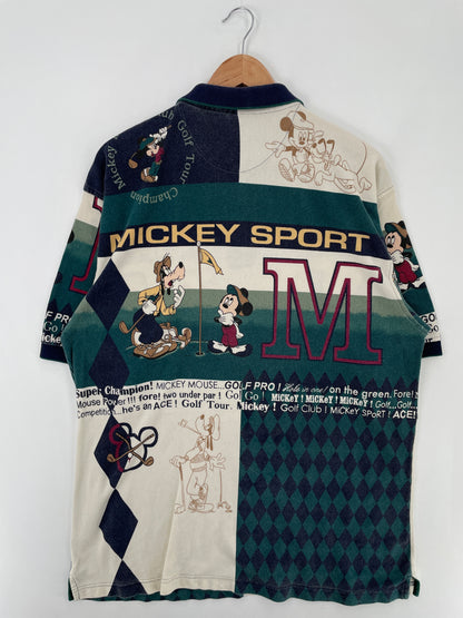 00' DISNEY MICKEY GOOFY Size L Vintage Polo Shirt / A9996