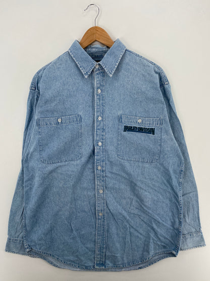Vintage HARLEY DAVIDSON Size L Denim Button-Down Shirt / A6362
