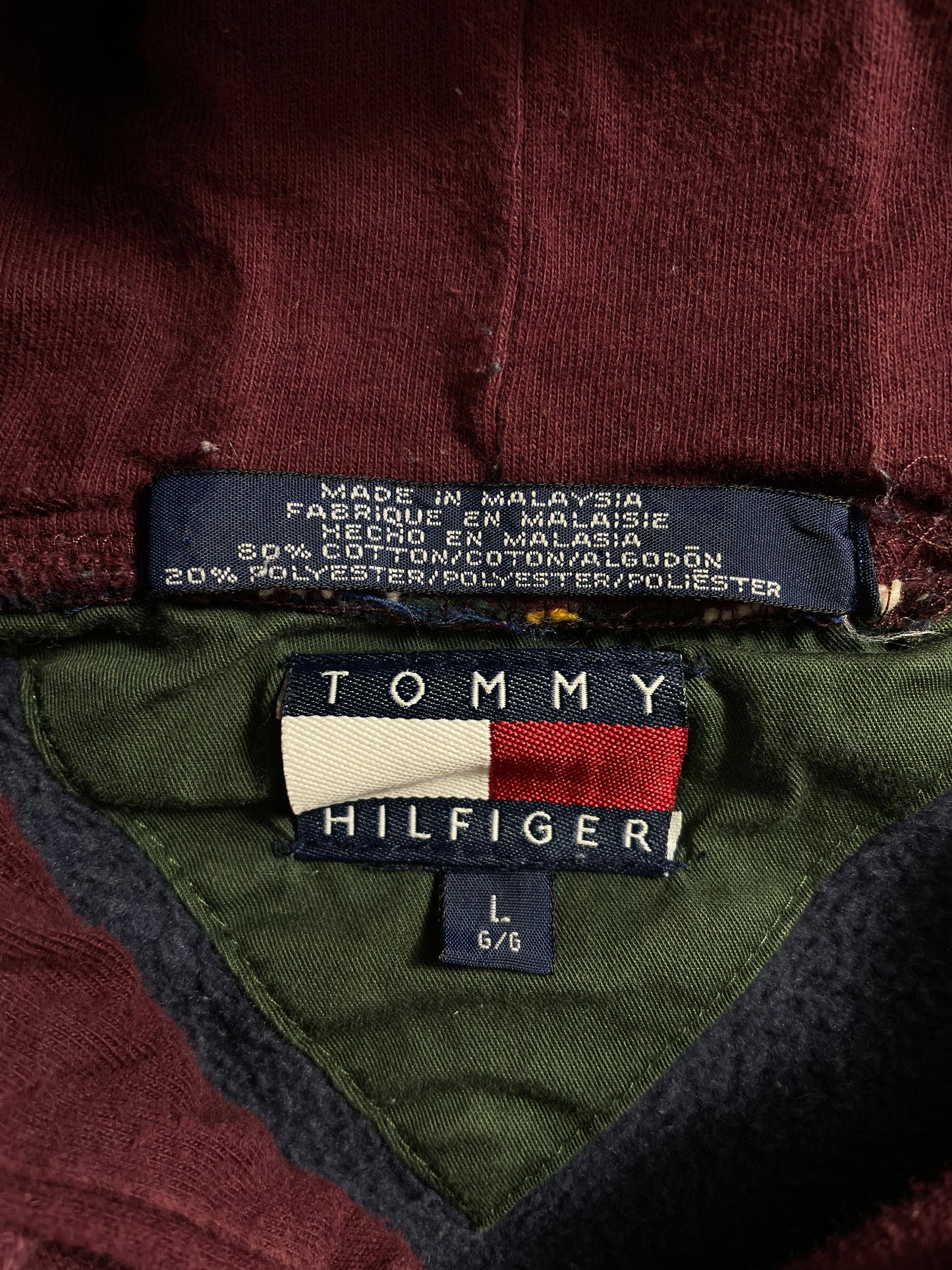 90's TOMMY HILFIGER Size L Vintage Hoodie Sweat-shirt / A2205