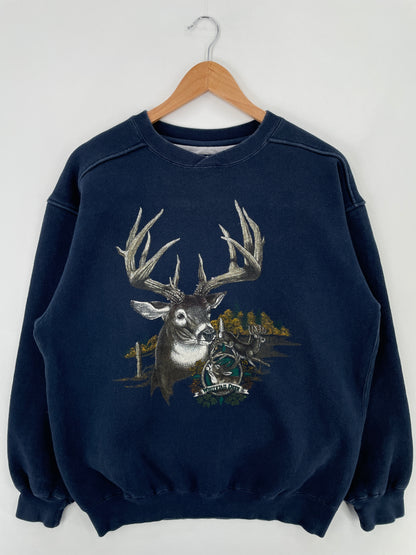 vintage WHITE TAIL DEER Size M Animal Sweat-Shirt / E222