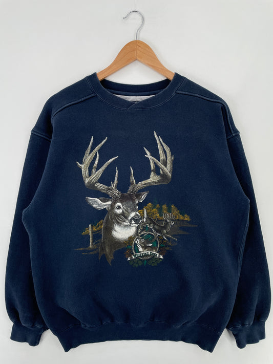 vintage WHITE TAIL DEER Size M Animal Sweat-Shirt / E222