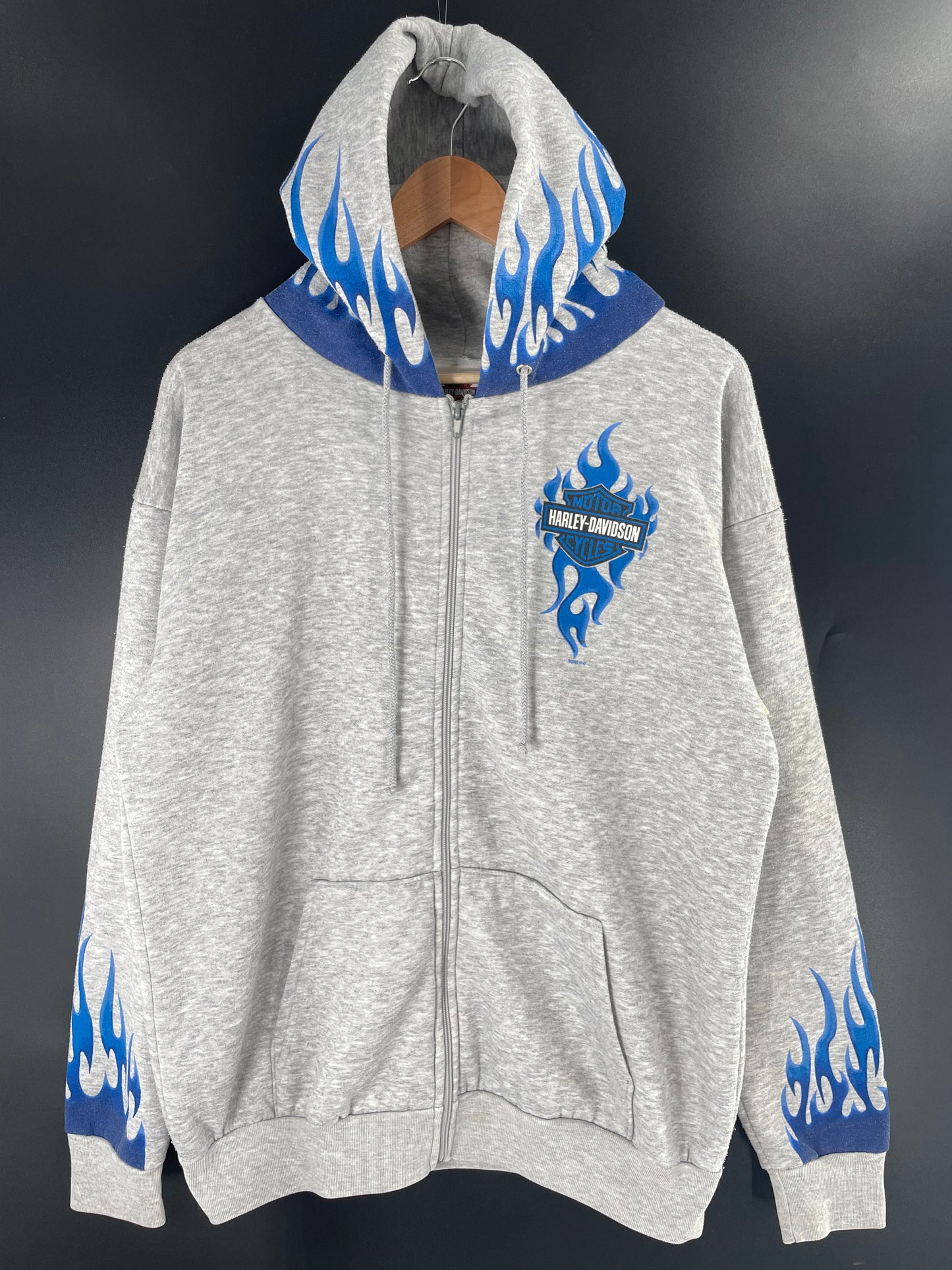 2002 HARLEY DAVIDSON Size No Tag (Approx.L) Vintage Zip Up Hoodie Sweat-shirt / A87