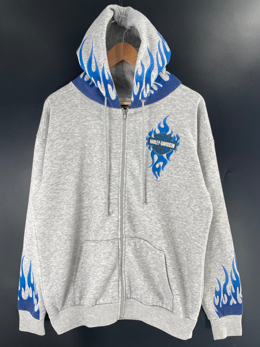 2002 HARLEY DAVIDSON Size No Tag (Approx.L) Vintage Zip Up Hoodie Sweat-shirt / A87