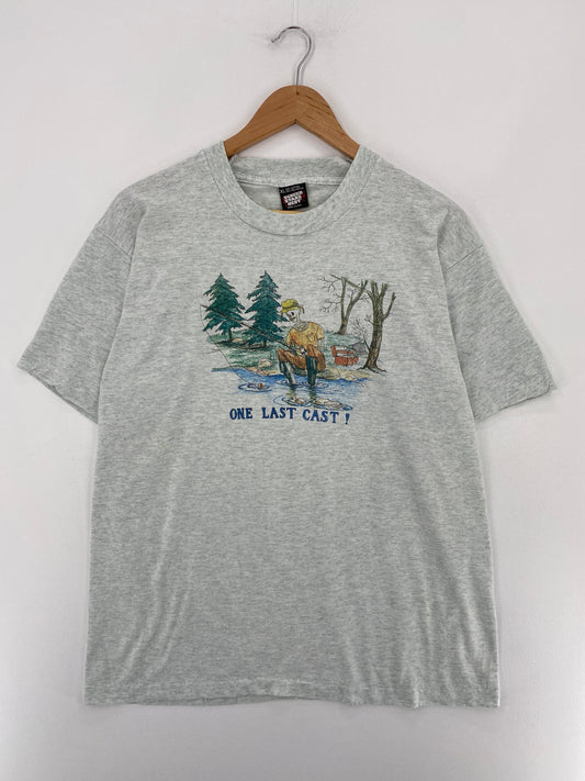 90's ONE LAST CAST! Made in USA Size XL Vintage T-Shirt / E5598T
