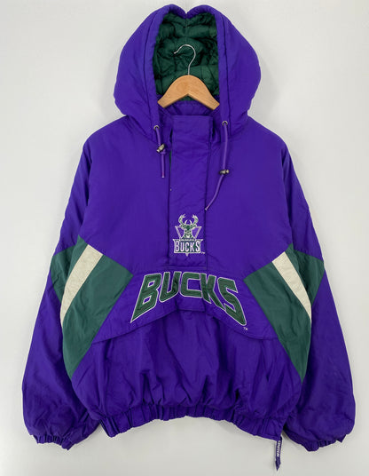 90's STARTER x MILUWALKEE BUCKS Size L Vintage NBA Nylon Jacket / A8763