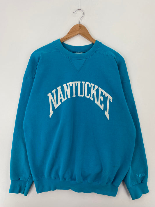 90’s NANTUCKET Made in USA Size L College Sweat-shirt / A9668