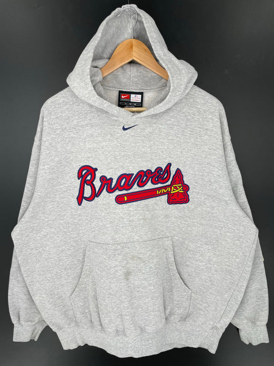 00' NIKE ATLANTA BRAVES Size XL Vintage MLB Hoodie Sweat-shirt / K9147