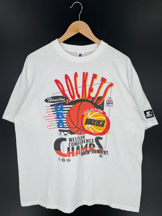 1995 STARTER HOUSTON ROCKETS Made in USA Size XL Vintage NBA T-shirt / A131