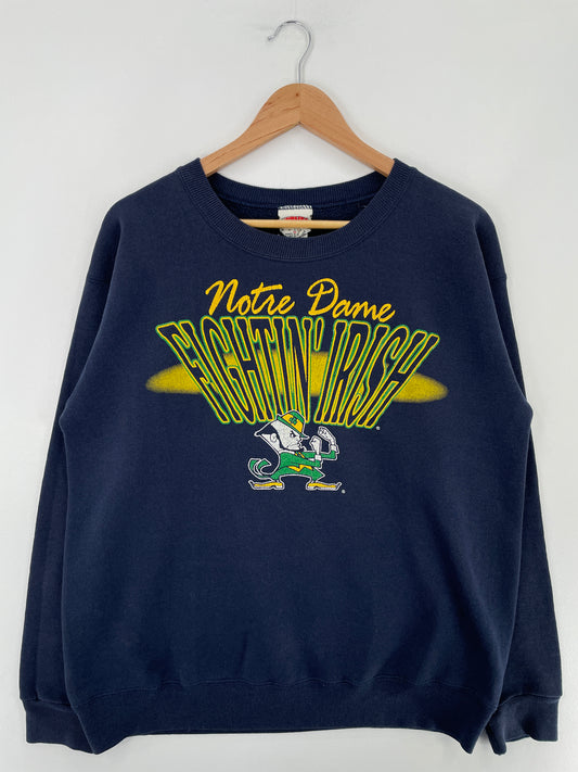 90's NOTRE DAME Made in USA Size M Vintage College Sweat-Shirt / E4726S