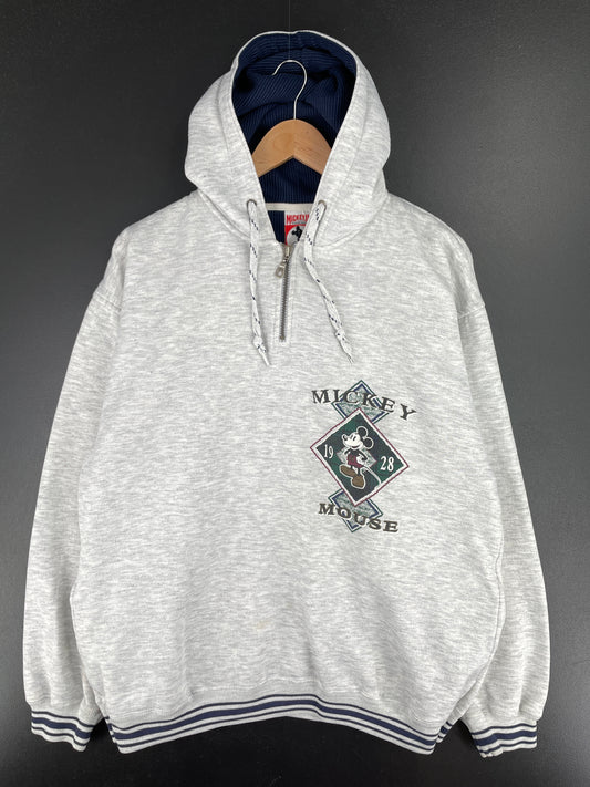 90's DISNEY MICKEY Size L/XL Vintage Half Zip Hoodie Sweat-Shirt / A6143