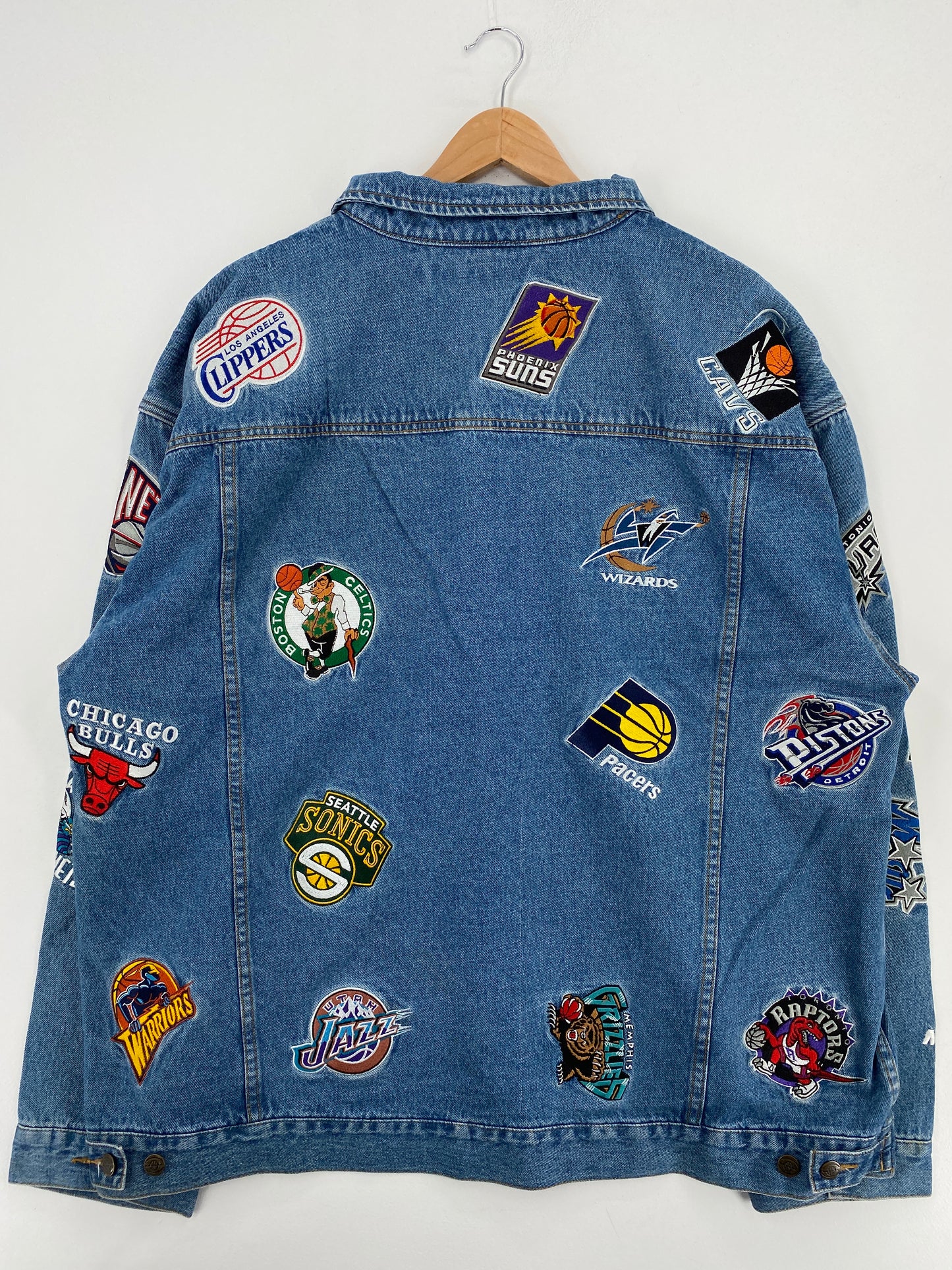 2003 NBA TEAM LOGOS Size XXXL Vintage Denim Jacket / A5771
