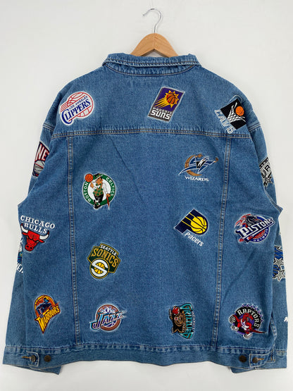 2003 NBA TEAM LOGOS Size XXXL Vintage Denim Jacket / A5771