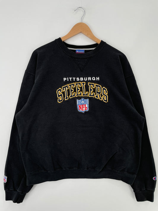 .Vintage CHAMPION x PITTSBURGH STEELERS Size XL Vintage NFL Sweat-Shirt / E4216S