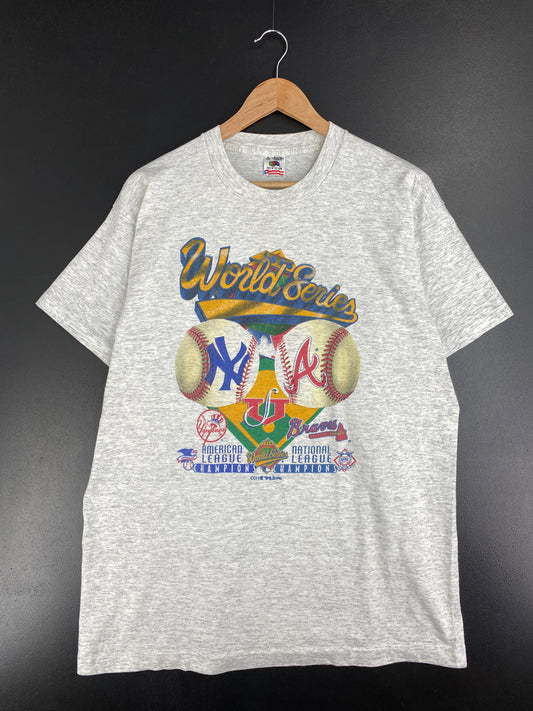 1996 NEW YORK YANKEES x ATLANTA BRAVES Made in USA Size XL Vintage MLB T-shirt / E1644T