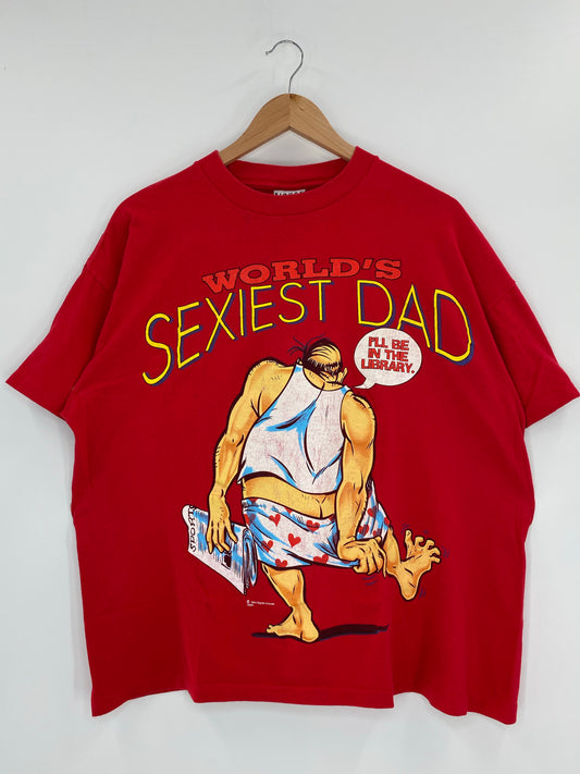 1998 WORLD'S SEXIEST DAD Made in USA Size XL Vintage T-Shirts / K4507