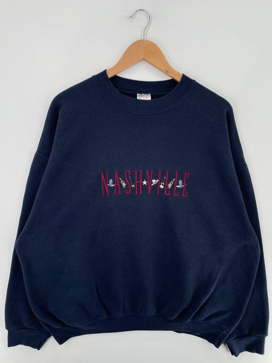 90's NASHVILLE Made in USA Size XXL Vintage College Sweat-shirt / E2595S