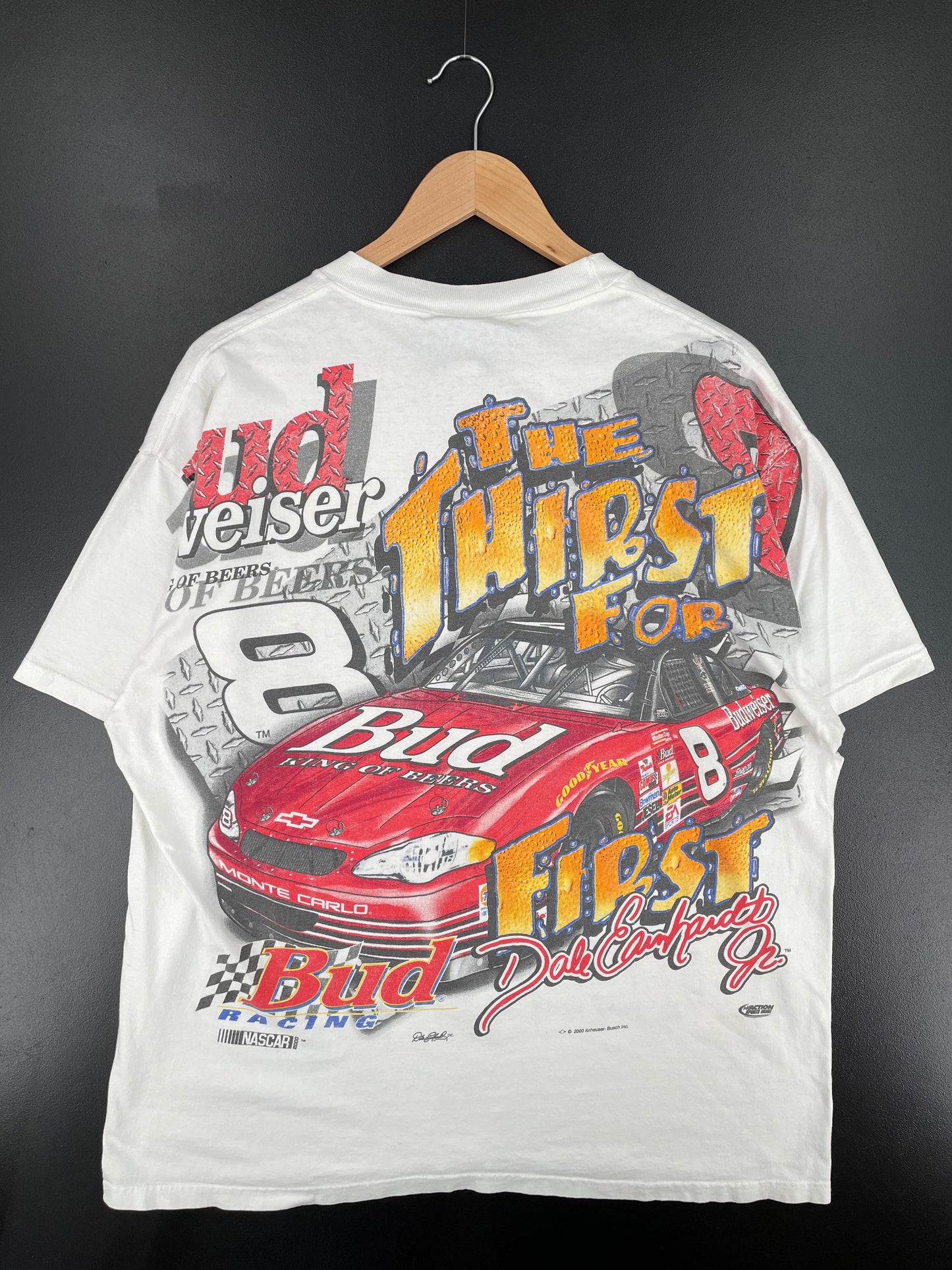2000 DALE EARNHARDT JR. BUDWEISER Size L Vintage Racing T-Shirt / E3044T