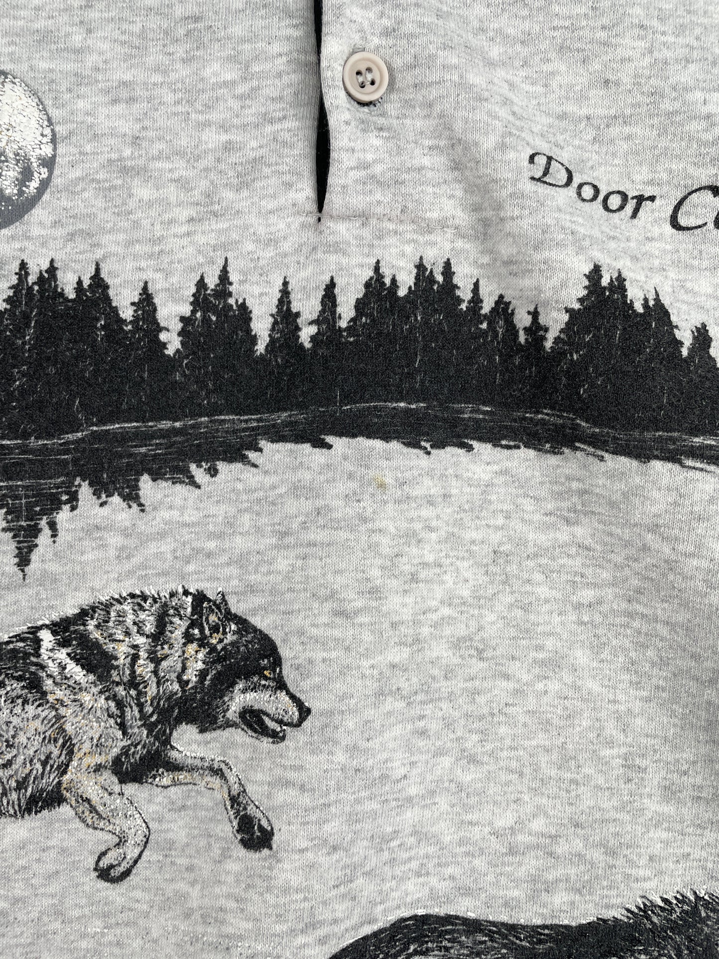 90's DOOR COUNTY WOLF Made in USA Size L Vintage Animal Sweat-Shirt / E2543S