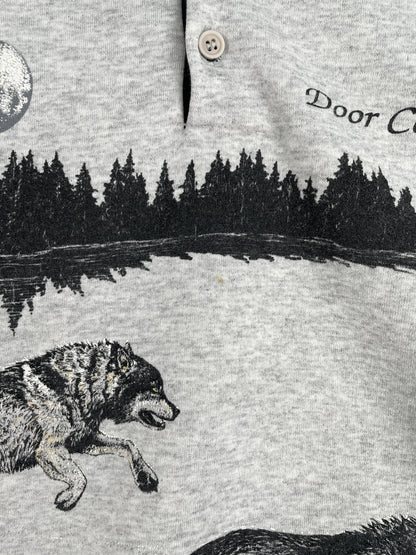 90's DOOR COUNTY WOLF Made in USA Size L Vintage Animal Sweat-Shirt / E2543S