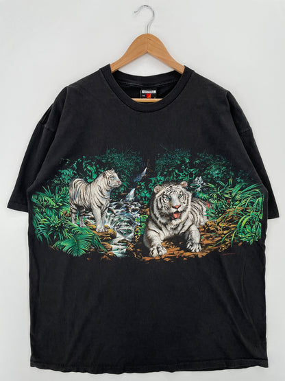 90's WHITE TIGER Made in USA Size XXL Vintage T-Shirt / A7706