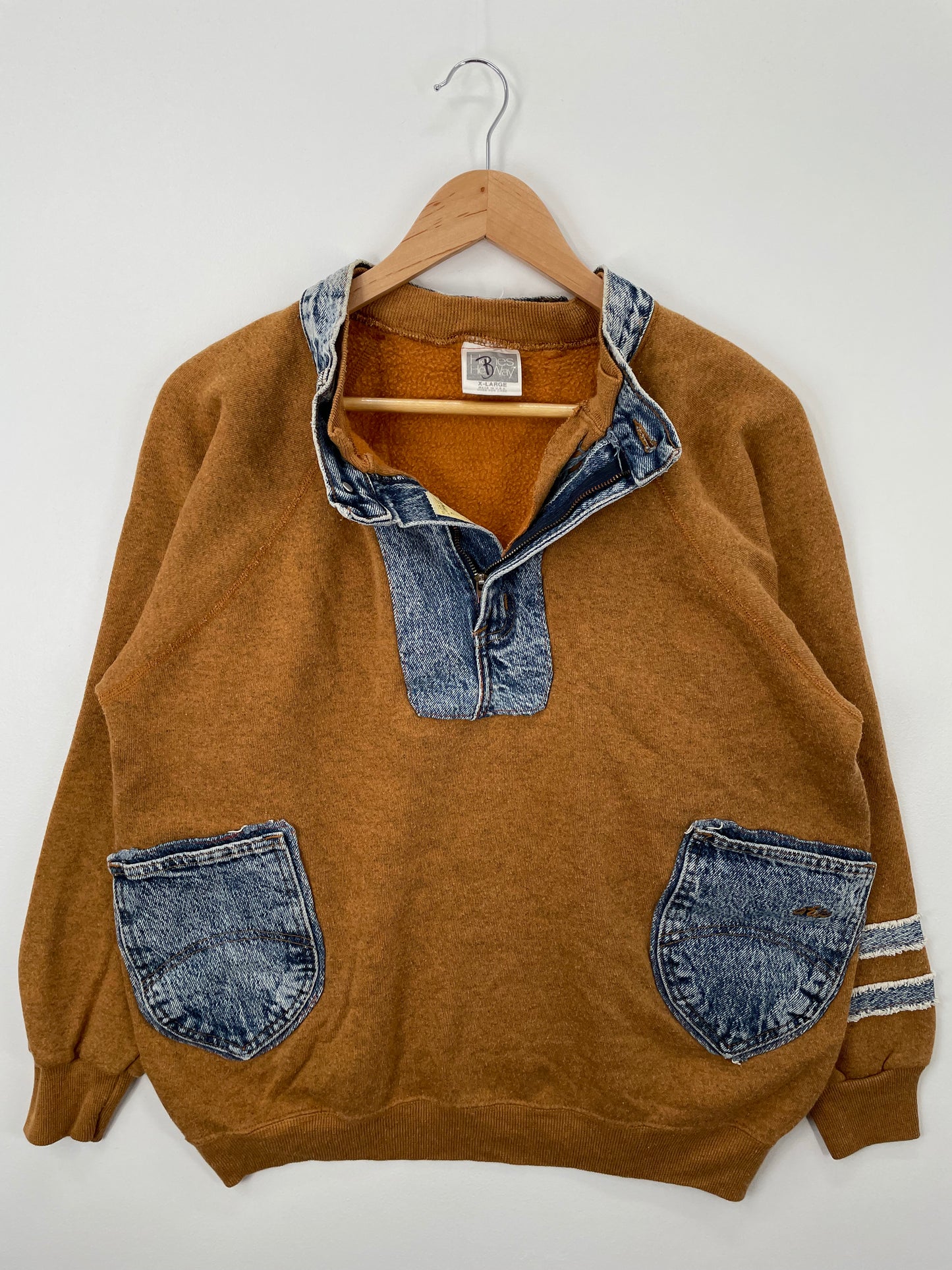 90’s JEANS Patch work Made in USA Size XL Sweat-shirt / A1246