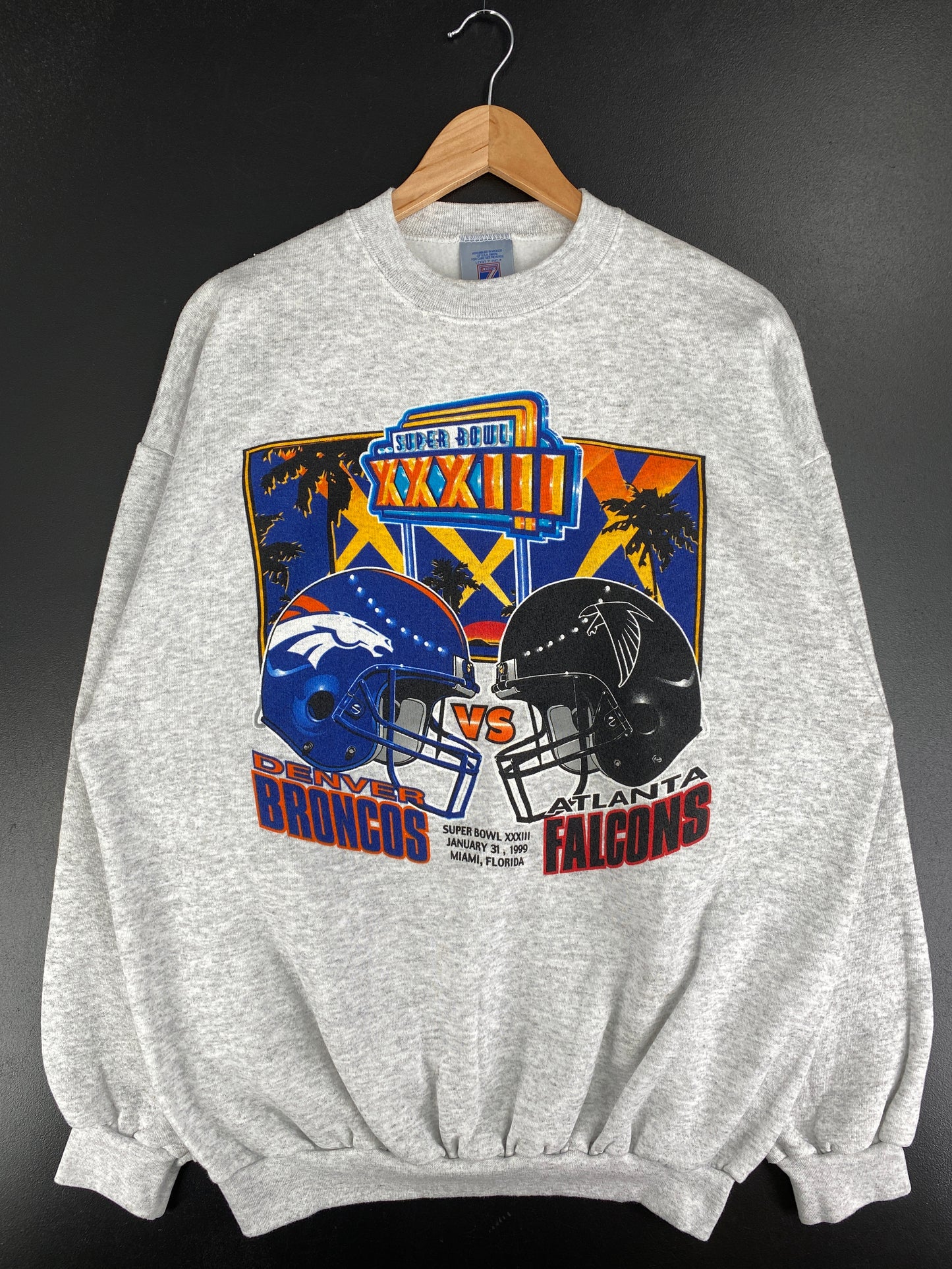 1999 SUPER BOWL XXXIII DENVER BROCOS x ATLANTA FALCONS Size XL Vintage NFL Sweat-Shirt / A5040