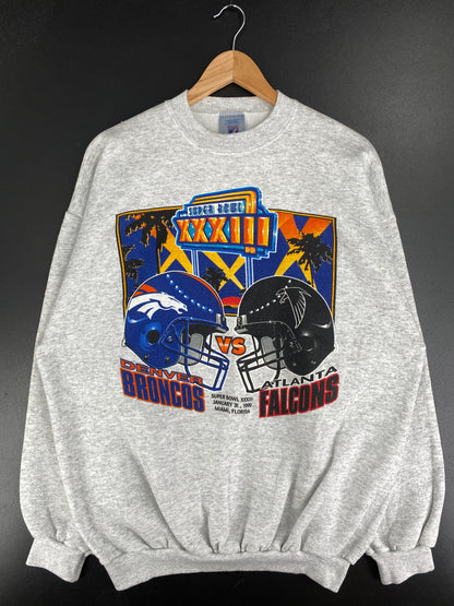 1999 SUPER BOWL XXXIII DENVER BROCOS x ATLANTA FALCONS Size XL Vintage NFL Sweat-Shirt / A5040