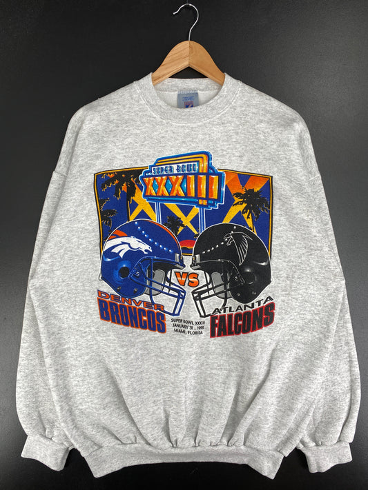1999 SUPER BOWL XXXIII DENVER BROCOS x ATLANTA FALCONS Size XL Vintage NFL Sweat-Shirt / A5040