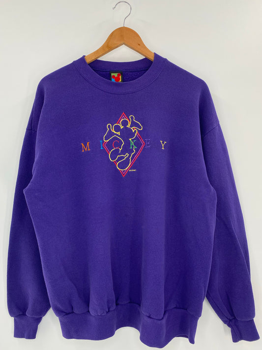 90’s DISNEY MICKEY Size No Tag (Approx.XL) Vintage Sweat-shirt / K4364