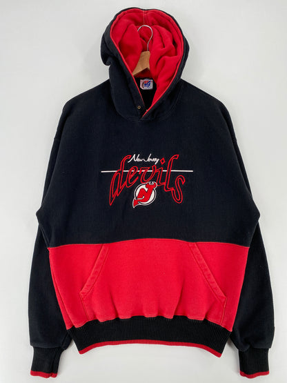 90’s NEW JERSEY DEVILS Made in USA Size L NHL Hoodie Sweat-Shirts / A3775
